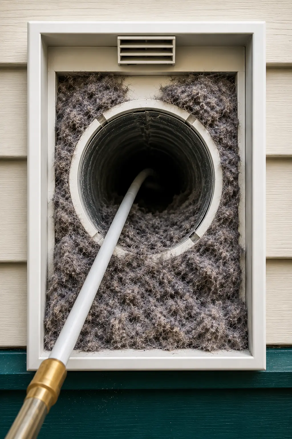 Lint buildup inside a dryer vent before professional cleaning in Desoto TX